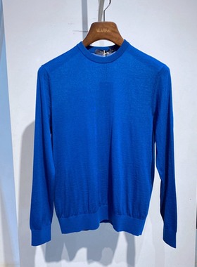 春秋新品 蓝色薄款 山羊绒 桑蚕丝 进口面料 百搭通勤 男士羊毛衫