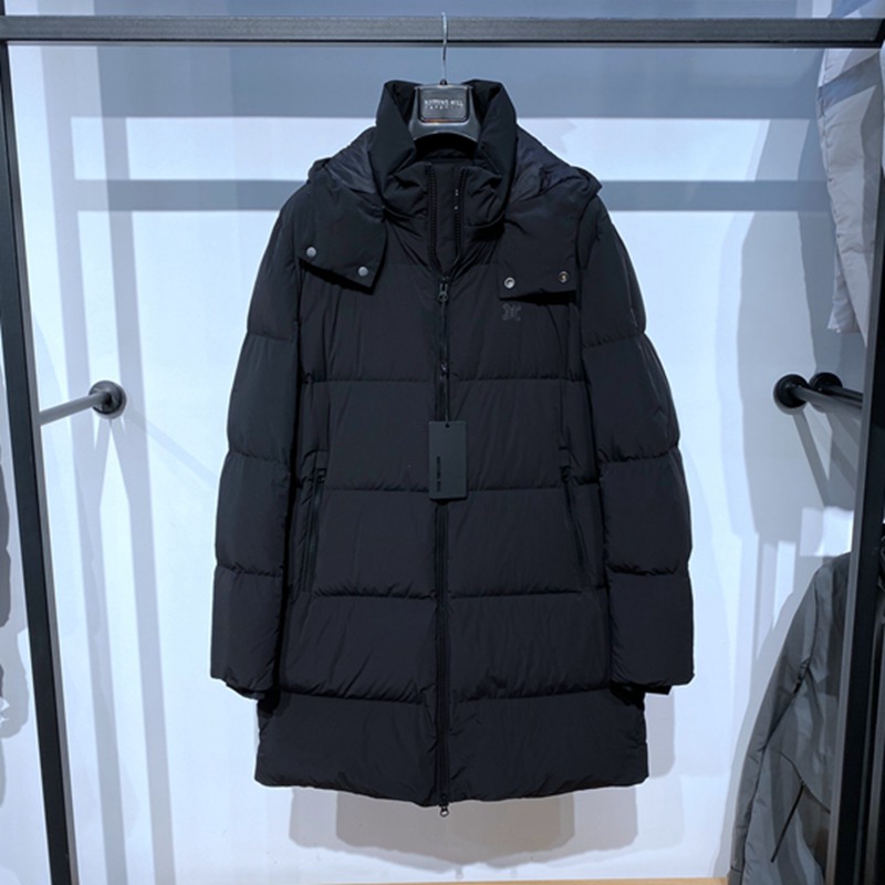 诺丁山冬装黑色长款男士羽绒服