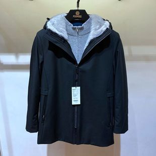 FOUNSEE 灰色水貂 尼克服 黑色连帽 方仕 皮草 冬装 男士 正品 新品