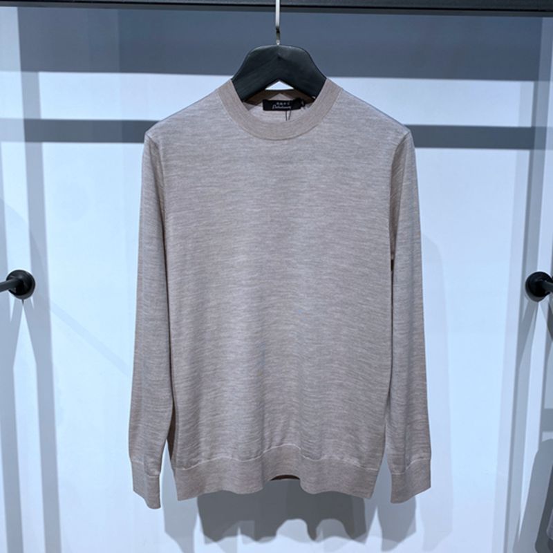 秋冬薄款 米驼色 半高圆领 绵羊毛 保暖百搭 通勤休闲 男士羊毛衫