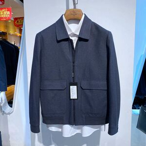 2024秋冬装 新品 翻领拉链 羊毛针织面料 百搭通勤 男士茄克 外套