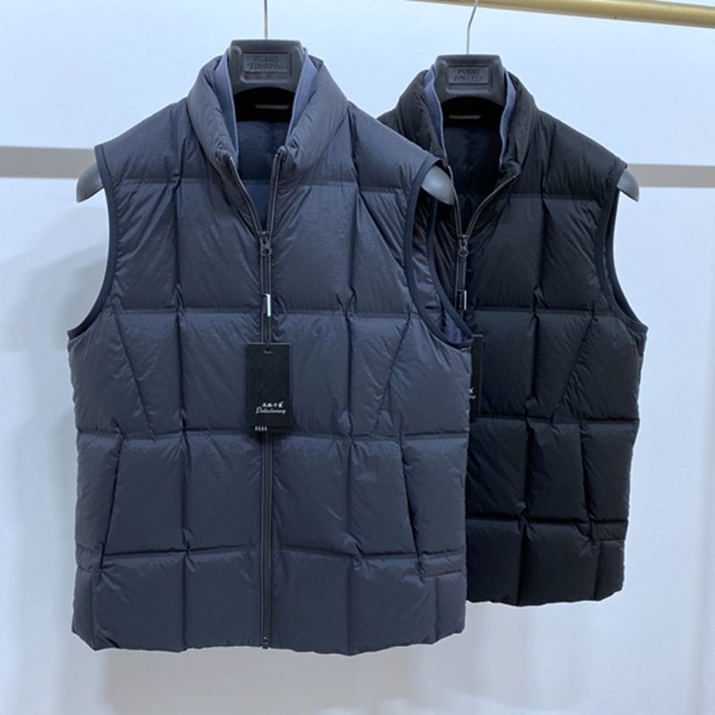 立领拉链轻便柔软男士羽绒马甲