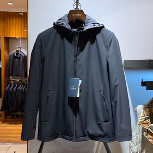 男士 2023冬装 百搭休闲 水貂脱卸内胆 皮草尼克服 深蓝立领脱卸帽