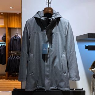 男士 2023冬装 百搭休闲 水貂脱卸内胆 皮草尼克服 灰色立领脱卸帽