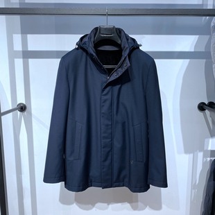 轻奢 小母貂脱卸内胆 百搭 男士 样衣 冬装 尼克服 蓝色立领脱卸帽