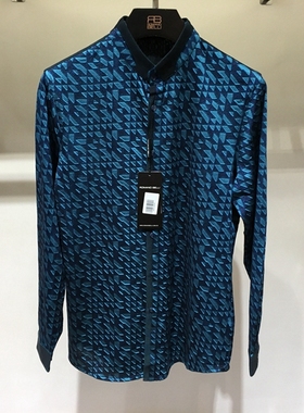 正品 罗曼诺贝利ROMANO BELLI 春夏时尚款蓝色男士长袖T恤 1880元