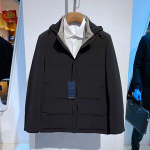 冬装 黑色立领可脱卸帽 白鸭绒 百搭通勤 男士羽绒服 外套