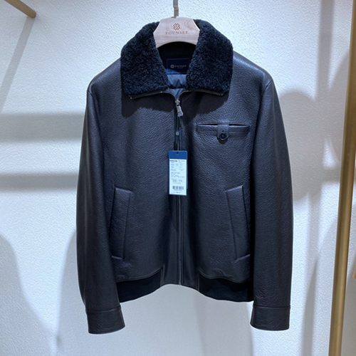 白鹅绒方仕百搭翻领羊皮皮羽绒