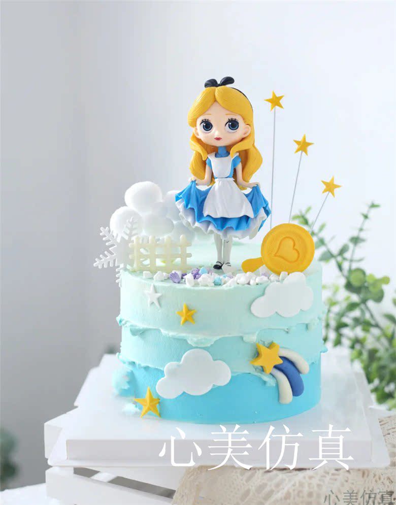 定制蛋糕模型新款2021网红卡通公主冰雪奇缘仿真生日蛋糕模具样品