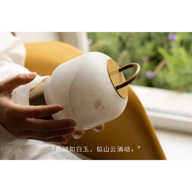 中山工厂直销极简现代样板间软装床头柜氛围小夜灯天然云石触摸三