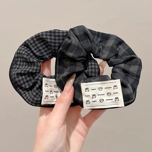 格雷系大肠发圈女款2026新款高级感格纹发圈半扎发橡皮筋头绳发饰