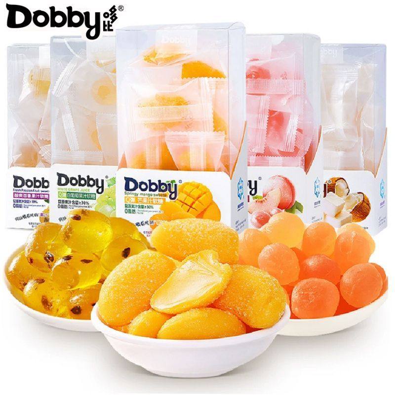 Dobby/哆比爆浆果汁软糖盒装白桃草莓百香果芒果独立包装儿童零食