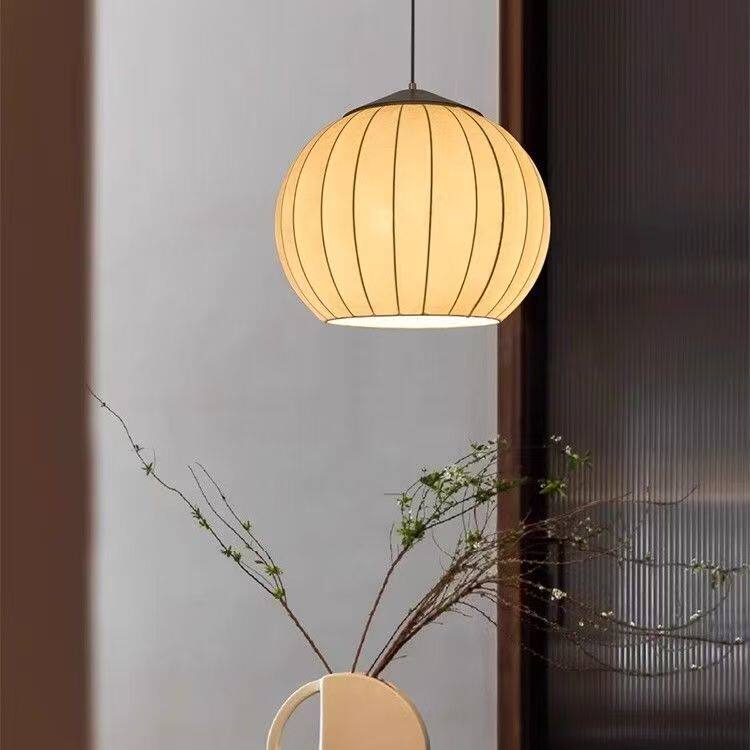 日式侘寂风圆球餐厅吊灯创意条纹装饰客厅卧室灯具