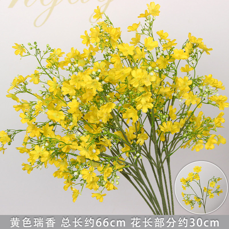 黄瑞香花迎春花假花装饰场景布置图片