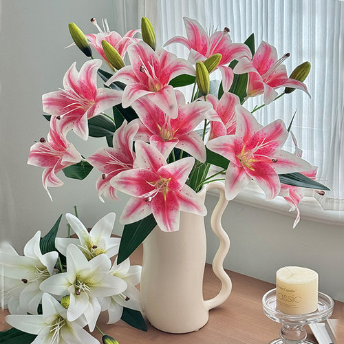 百合花仿真花永生花摆件婚庆插花