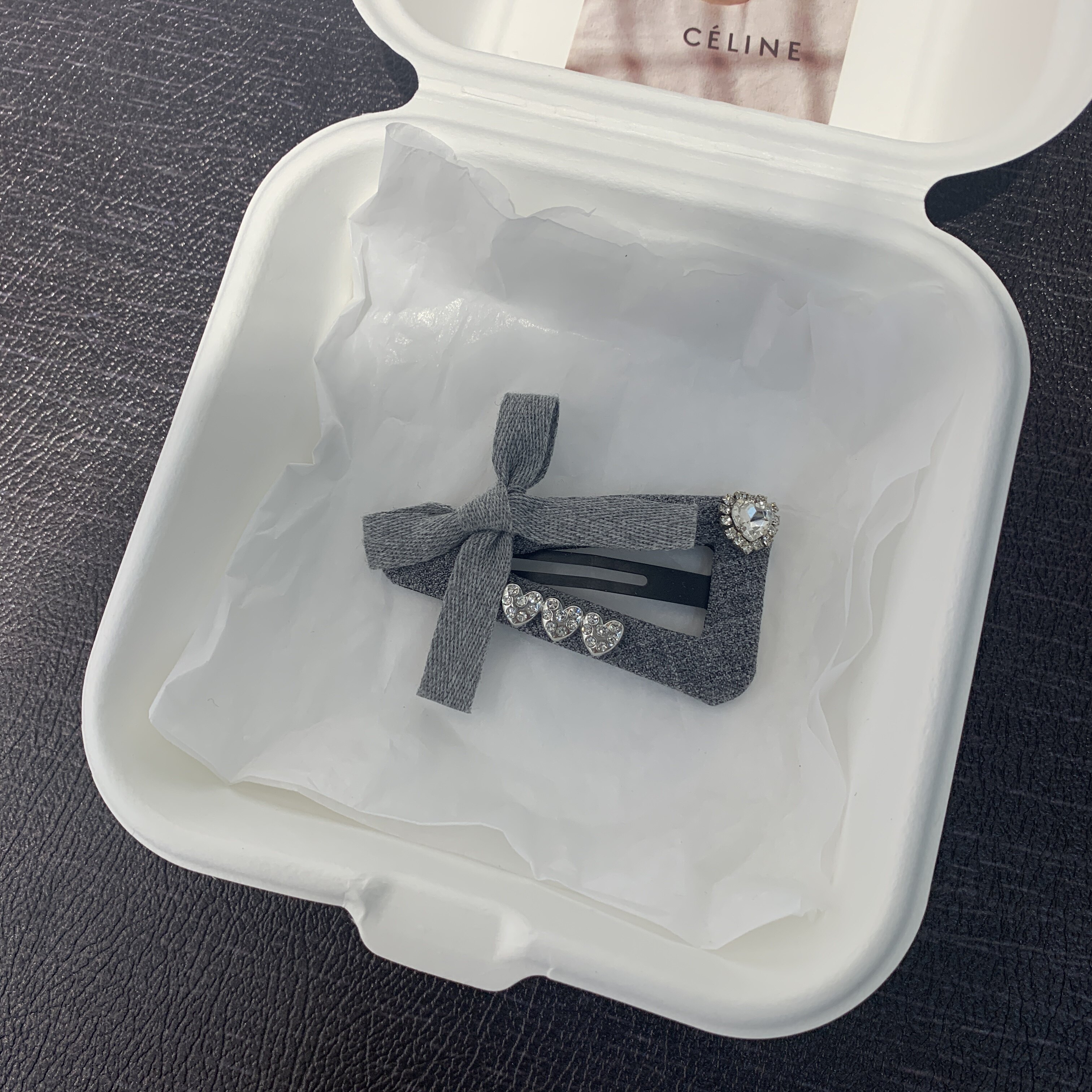 高智灰蝴蝶结爱心三角掰掰夹头饰发饰女前额侧边夹时髦感碎发夹女