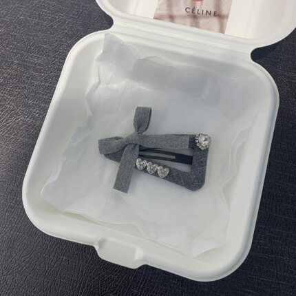 高智灰蝴蝶结爱心三角掰掰夹头饰发饰女前额侧边夹时髦感碎发夹女
