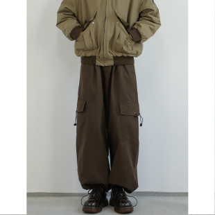 子 男女宽松直筒束脚休闲裤 retroyouth秋冬日系复古阔腿垂感工装 裤