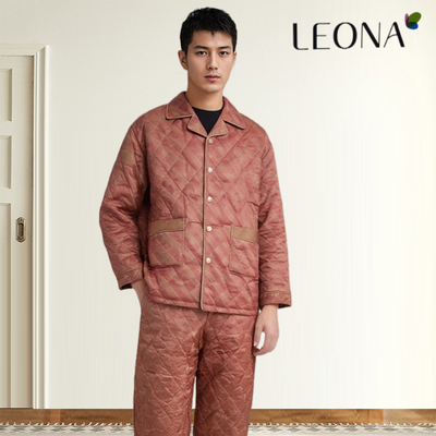 莉安娜男士纯棉气质睡袍套装
