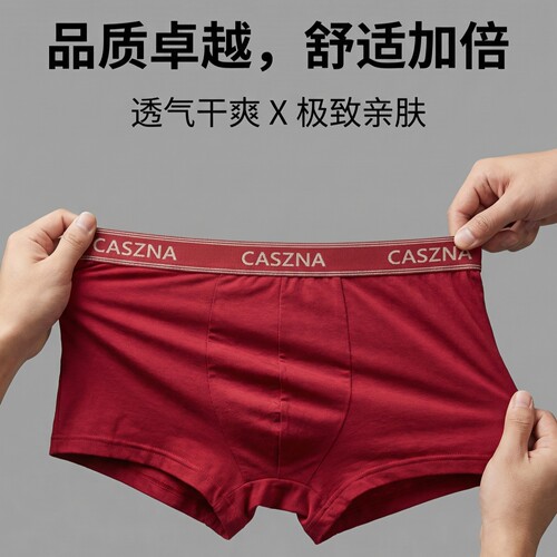 莫代尔纯色男士u凸中腰平角短裤