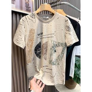 休闲印花上衣服 Mostarsea 简约轻熟风 高端天丝麻t恤男短袖 夏季