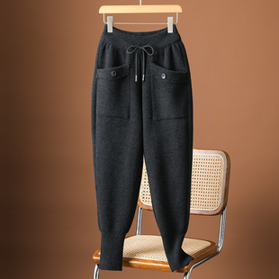 裤 工装 女加厚宽松羊绒哈伦裤 休闲马丁靴裤 高档女裤 运动裤 秋冬大码
