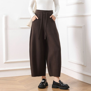 子 加厚九分灯笼裤 重磅双面绒香蕉阔腿裤 女秋冬外穿宽松弯刀气球裤