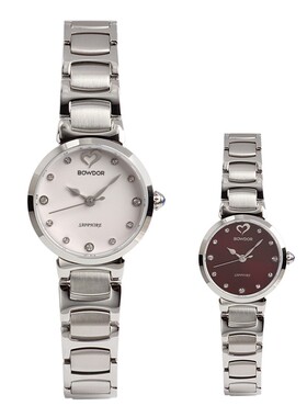 BOWDOR/宝舵 新款正品联保钢带蓝宝镶钻小表盘防水石英女表 99089