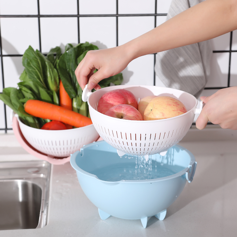 双层沥水篮塑料洗菜盆厨房淘米盆家用淘菜篮子拼盘客厅创意水果盘在类目 餐饮具, 餐具, 果盆/果盘/果篮中 - 来自Buy2taobao.com提供专业的淘宝代购服务