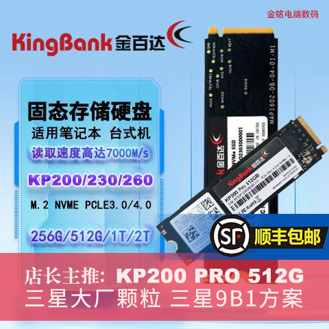 [顺丰包邮]kingbank/金百达m.2固态硬盘 KP200 pro512g plus512g 电脑硬件/显示器/电脑周边 固态硬盘 原图主图