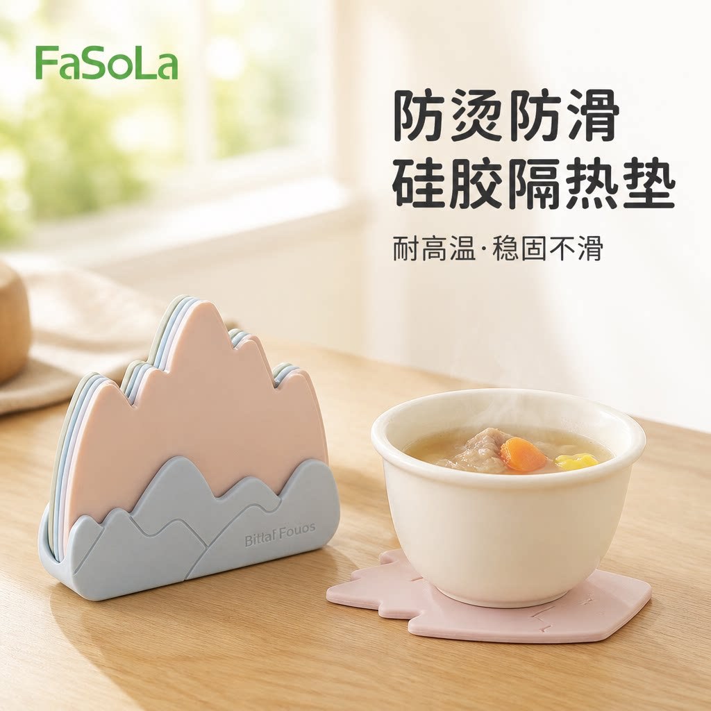 群山硅胶防烫垫耐高温高颜值桌面摆件热锅砂锅垫隔热垫防滑杯垫
