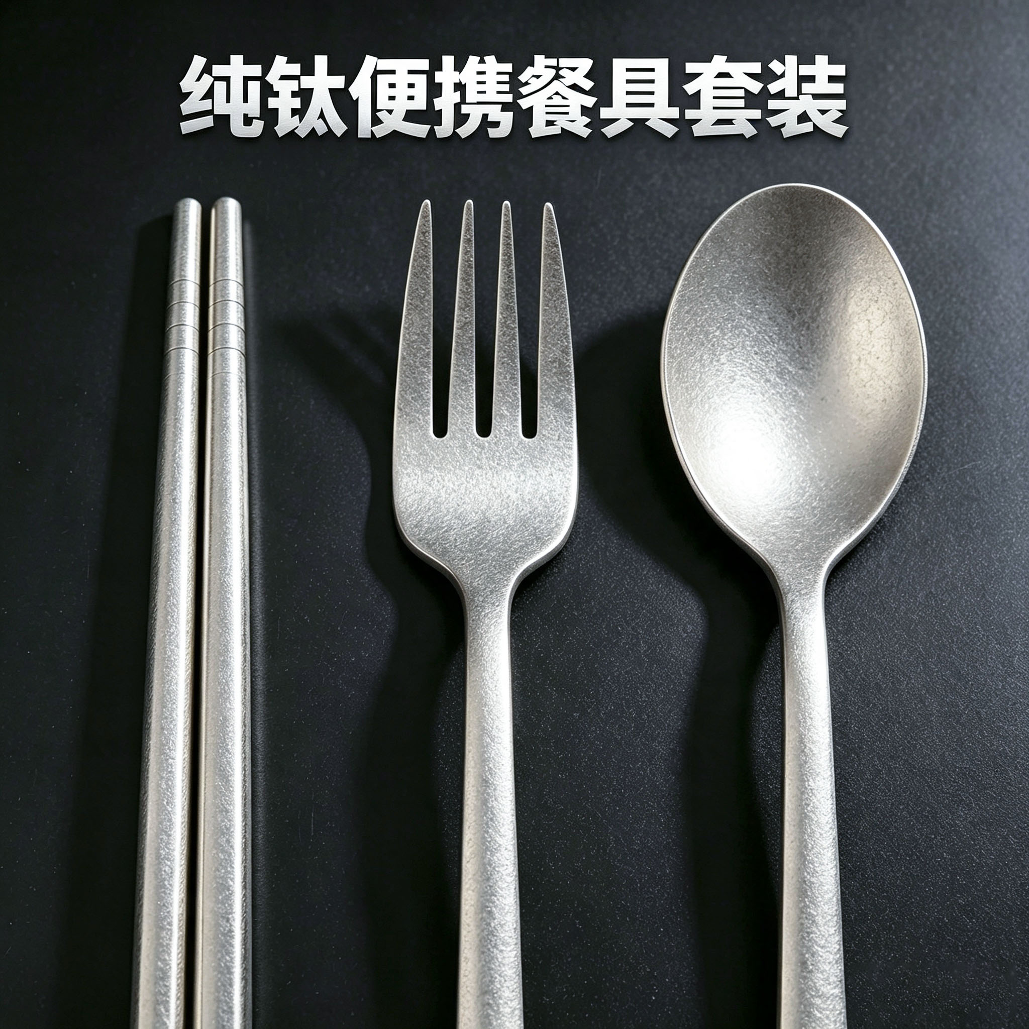 纯钛筷勺叉套装防烫空心筷子勺子叉子学生一人便携静音餐具三件套