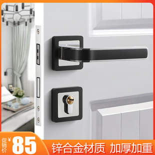 现代卧室门锁室内磁吸静音门锁简约黑金轻奢木门锁分体家用房门锁