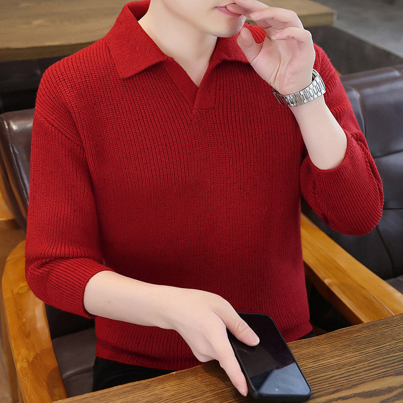 法西欧2026新年红色翻领毛衣男冬季高级感本命年假两件针织打底衫,男装,针织衫/毛衣,淘宝优惠券,粉丝福利购,淘宝优惠卷
