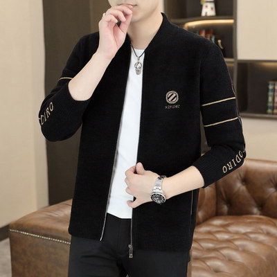 秋冬季烫钻针织开衫男士时尚潮流