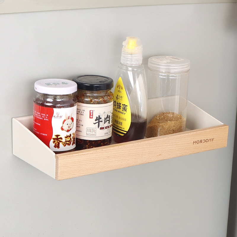 榉木厨房置物架免打孔调味料品罐收纳架子墙上多功能壁挂式调料架