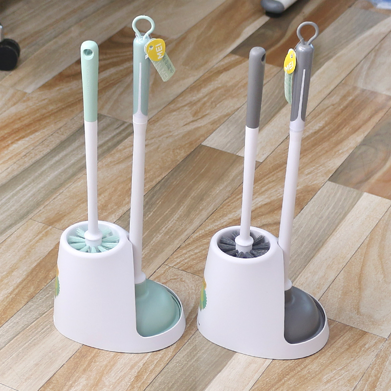 家用马桶刷吸皮搋子带底座套装清洁疏通神器长柄不锈钢洗厕所刷子