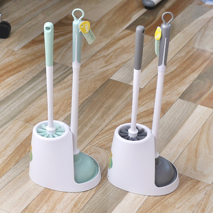 家用马桶刷吸皮搋子带底座套装清洁疏通神器长柄不锈钢洗厕所刷子