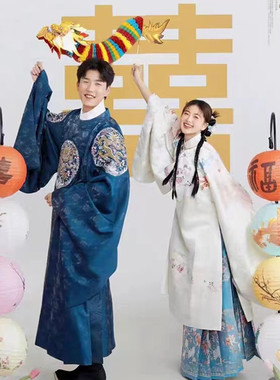古装婚纱照摄影道具黄色喜字结婚清新明制汉服古风新娘纸龙红灯笼