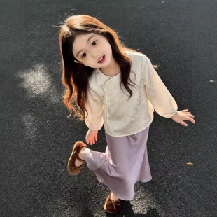 女童唐装套装春款2026新款国风上衣女宝新中式汉服半身裙两件套夏