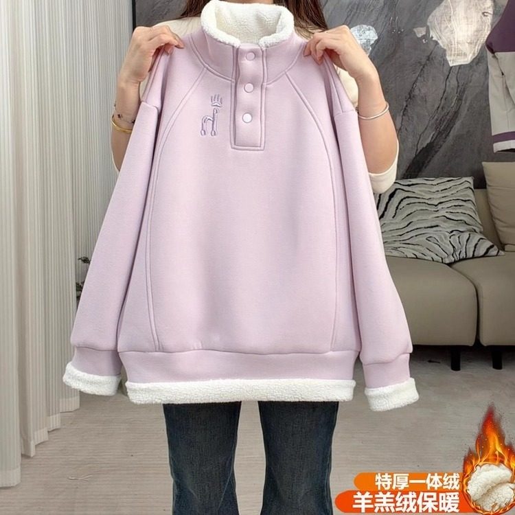 女童2025新款特厚羊羔绒卫衣儿童冬季洋气时尚冬装小女孩保暖上衣