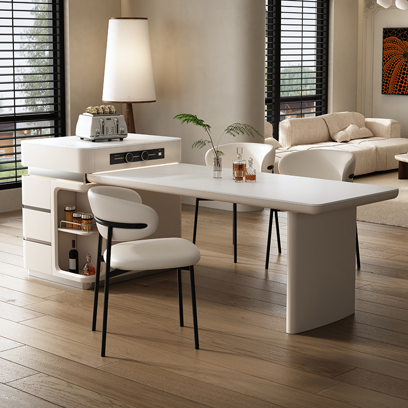 奶油风岛台餐桌一体式