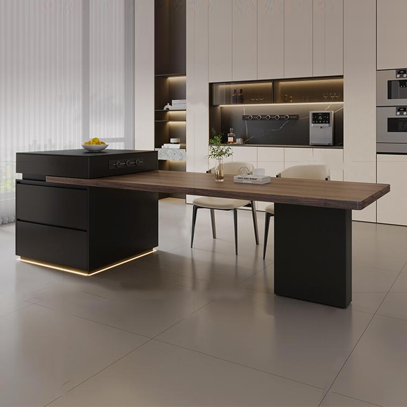 可伸缩小户型岩板岛台餐桌