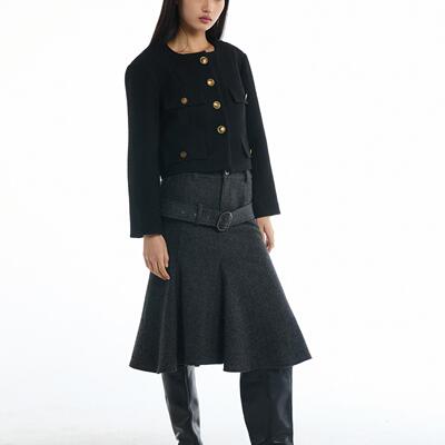 MSSTUDIO小香风粗花呢羊羔毛