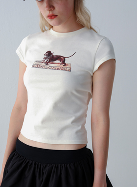 TMS studio 2025ss 腊肠冠军犬印花T恤