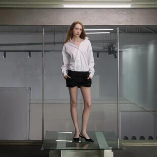 TMSstudio 都市衬衫 基础款通勤百搭简洁质感收腰长袖白衬衫