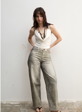 TMS STUDIO 酷感原创动物纹印花直筒休闲长裤