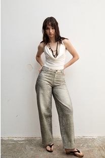 TMS STUDIO 酷感原创动物纹印花直筒休闲长裤