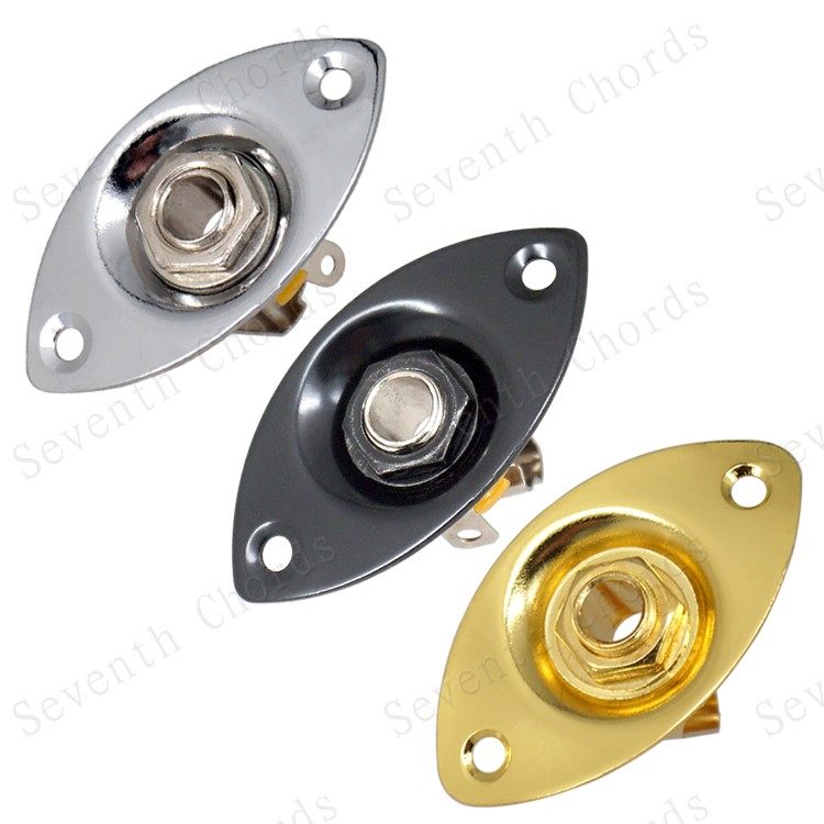 贝斯贝司吉他椭圆形猫眼插口插孔输入输出插座坐连接口孔Jack凹款