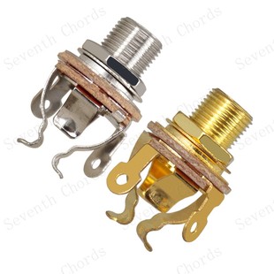 黄铜多点式拾音器单声道贝司吉他插口插孔输出插座接口